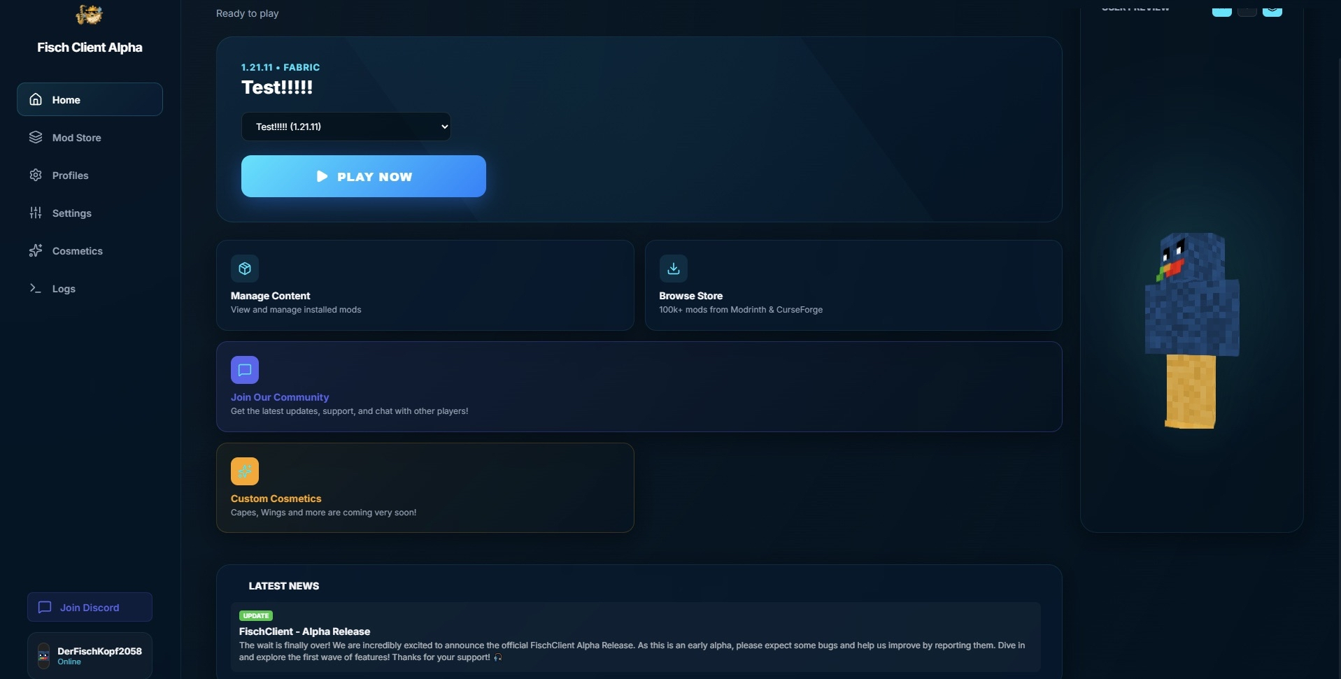 Fisch Client Alpha GUI Preview